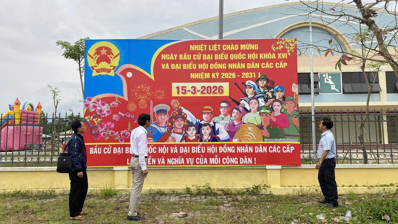 Công tác thông tin, tuyên truyền về bầu cử được xã Nông Sơn triển khai thực hiện có hiệu quả. Ảnh: Bình An