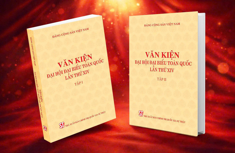 Bộ sách Văn kiện Đại hội đại biểu toàn quốc lần thứ XIV. Ảnh: Nhà xuất bản Chính trị quốc gia Sự thật