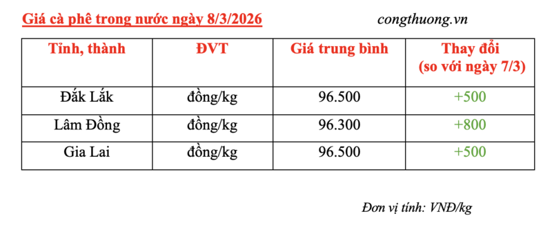 Giá cà phê hôm nay 8/3/2026: Tăng nhẹ - 1