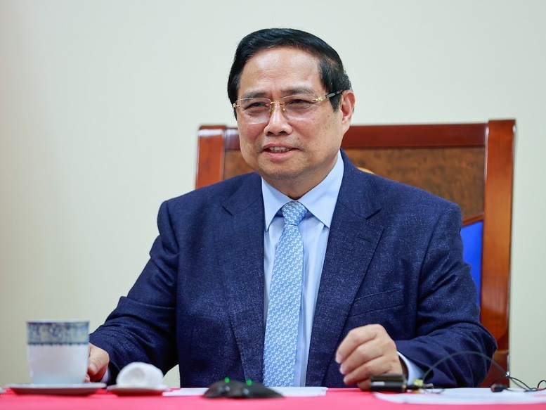 Thủ tướng Chính phủ Phạm Minh Chính điện đàm với Thủ tướng Nhà nước Kuwait Sheikh Ahmed Abdullah Al-Ahmad Al-Sabah - Ảnh: VGP/Nhật Bắc