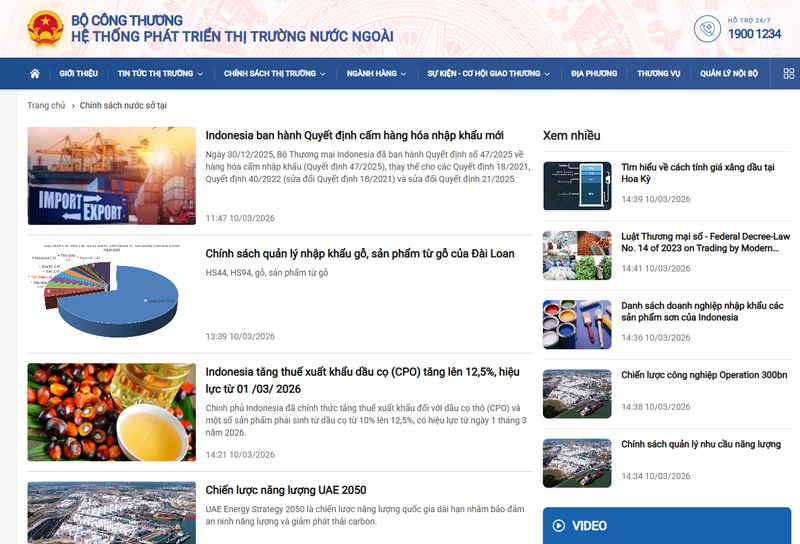 Thông tin về các thị trường xuất khẩu liên tục được hệ thống Thương vụ Việt Nam ở nước ngoài triển khai, đăng tải trên nền tảng.