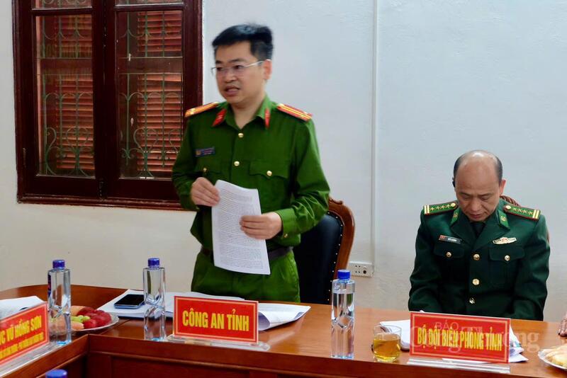 Đại diện Công an tỉnh Điện Biên phát biểu tại hội nghị.