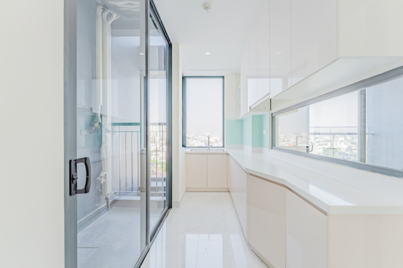 Một chi tiết tạo nên dấu ấn riêng của căn hộ D-Aqua chính là ý tưởng thiết kế “bếp thiên nhiên”.