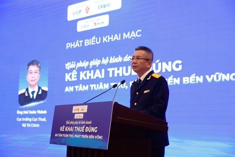 Ông Mai Xuân Thành - Cục trưởng Cục Thuế, Bộ Tài chính phát biểu tại hội thảo. Ảnh: VGP/Nhật Bắc