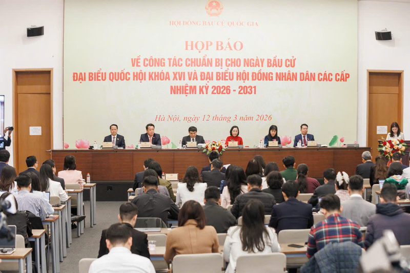 Họp báo về công tác chuẩn bị cho Ngày bầu cử đại biểu Quốc hội khóa XVI và đại biểu Hội đồng nhân dân các cấp nhiệm kỳ 2026 - 2031. Ảnh: VGP