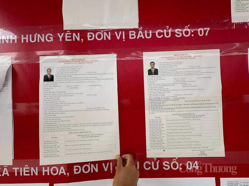 Danh sách người ứng cử đại biểu Quốc hội khóa XVI và đại biểu HĐND tại khu vực bỏ phiếu.
