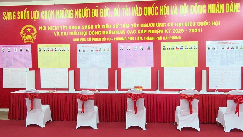 Công tác chuẩn bị bầu cử tại phường Phù Liễn, TP. Hải Phòng đã sẵn sàng. Ảnh: Quỳnh An