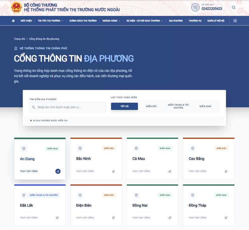 Nền tảng số về phát triển thị trường nước ngoài được kết nối, liên thông tới Cổng thông tin điện tử của các địa phương...