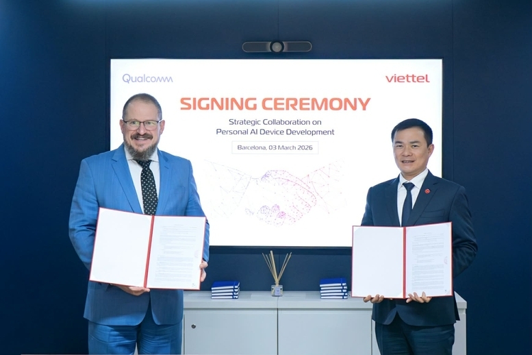 Ngày 3/3/2026, Viettel đã ký kết hợp tác với Qualcomm trong lĩnh vực thiết bị di động thông minh tích hợp AI. Ảnh: Viettel