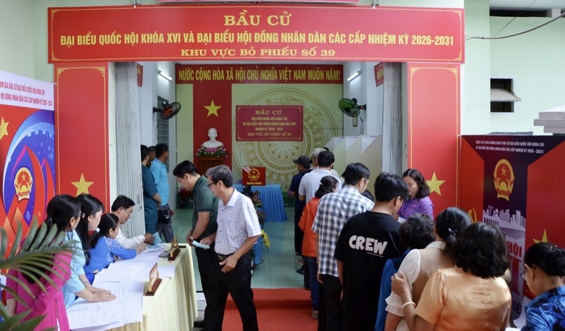 Không khí bầu cử tại khu vực bỏ phiếu số 39.