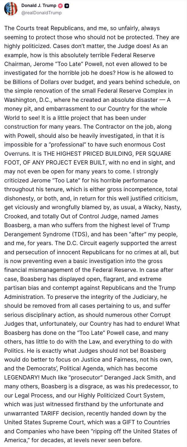 Bài đăng của Tổng thống Mỹ Donald Trump trên nền tảng mạng xã hội Truth Social vào chiều 16/3. Ảnh chụp màn hình