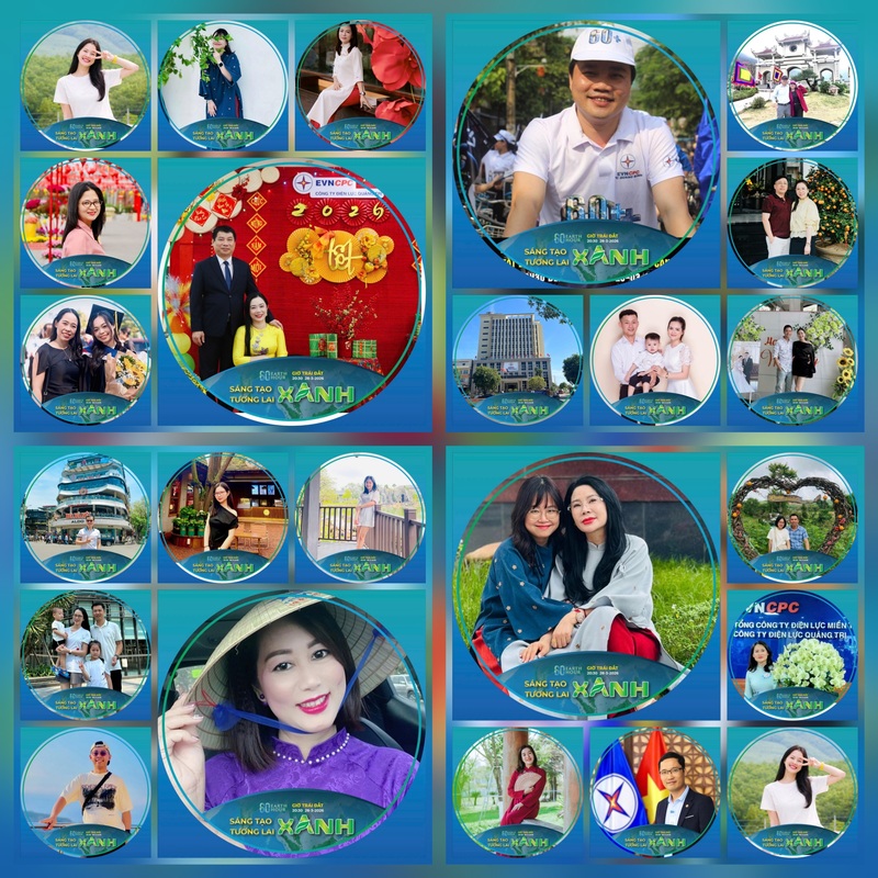 Người lao động Công ty Điện lực Quảng Trị đồng loạt thay ảnh đại diện tài khoản mạng xã hội hưởng ứng Chiến dịch Giờ Trái Đất năm 2026.