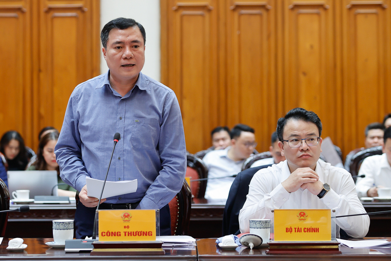 Thứ trưởng Bộ Công Thương Nguyễn Sinh Nhật Tân phát biểu tại cuộc họp. Ảnh: VGP/Nhật Bắc