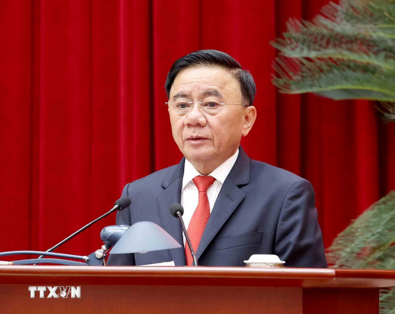 Đồng chí Trần Cẩm Tú, Ủy viên Bộ Chính trị, Thường trực Ban Bí thư, Trưởng Tiểu ban Tổ chức, phục vụ Đại hội XIV của Đảng phát biểu chỉ đạo hội nghị. Ảnh: Phương Hoa/TTXVN