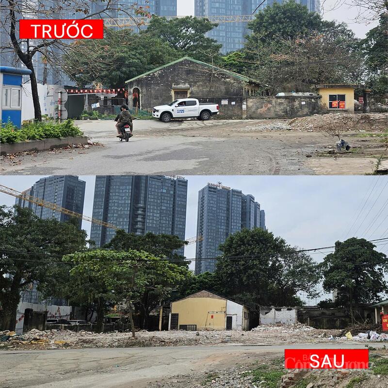 Hình ảnh khu đất thuộc Công ty CP Lắp máy Inco quản lý trước và sau khi tháo dỡ.