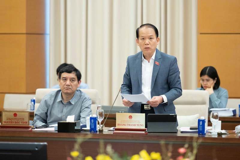 Chủ nhiệm Ủy ban Pháp luật và Tư pháp Hoàng Thanh Tùng phát biểu tại phiên họp.