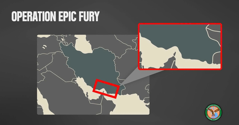 Khu vực hứng bom xuyên phá của Mỹ nằm gần eo biển Hormuz. Ảnh: CENTCOM.
