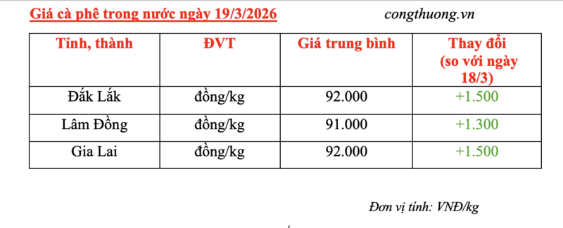 Giá cà phê hôm nay 19/3/2026: Tăng mạnh 1.300 - 1.500 đồng/kg - 4