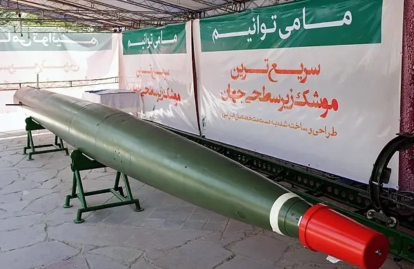 Ngư lôi siêu khoang Hoot của Iran có thể đạt tốc độ hàng trăm km/h dưới nước, nhưng hiệu quả và vai trò trong chiến đấu vẫn là ẩn số lớn. Ảnh: Topwar