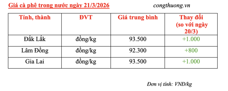 Giá cà phê hôm nay 21/3/2026: Tăng 800 - 1.000 đồng/kg - 4