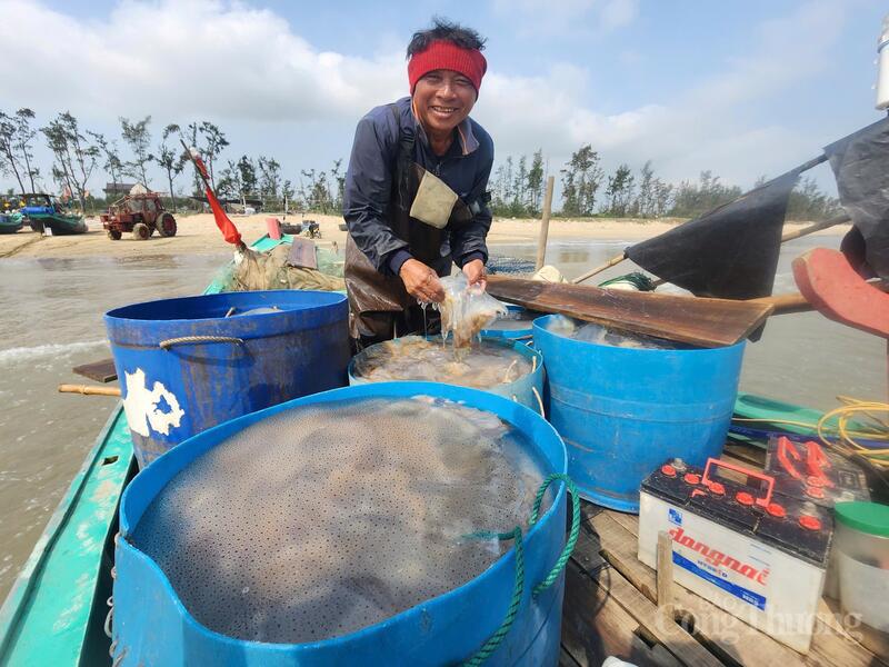 “Từ sáng sớm tới giờ, thuyền của tôi đã đi được 2 chuyến, chuyến nào cũng đầy ắp. Trừ chi phí xăng dầu, mỗi lao động trên thuyền có thể đút túi từ 1 đến 2 triệu đồng mỗi chuyến, tính cả ngày là hơn 5 triệu đồng”, ngư dân Nguyễn Văn Huy (xã Đồng Tiến) phấn khởi.