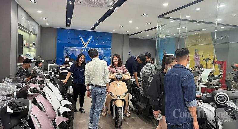 VinFast tiếp tục là thương hiệu dẫn đầu phân khúc với các dòng xe từ 15-32 triệu đồng (Ảnh: Cơ sở xe điện Việt Thanh)