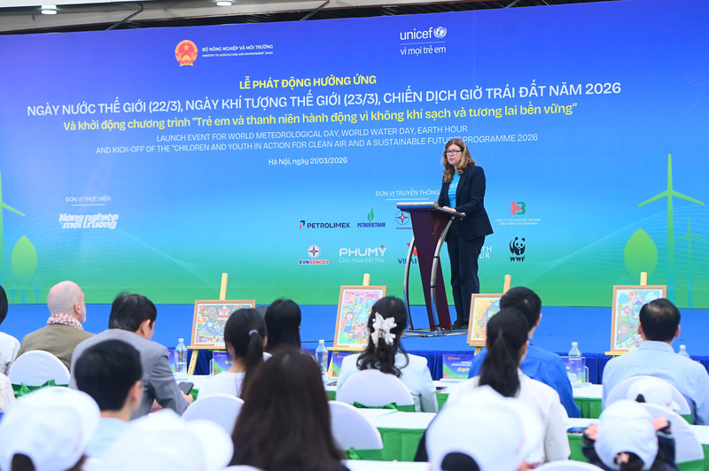 Bà Silvia Danailov, Trưởng Đại diện UNICEF, phát biểu tại sự kiện. Ảnh: Trung Hiếu