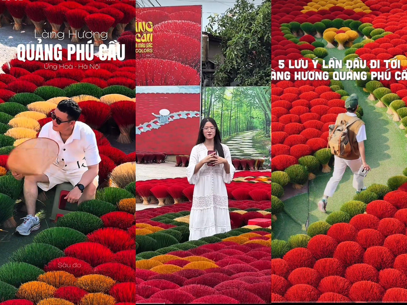 Những bạn trẻ sử dụng mạng xã hội TikTok để quảng bá làng hương tới nhiều người xem. Ảnh: TikTok