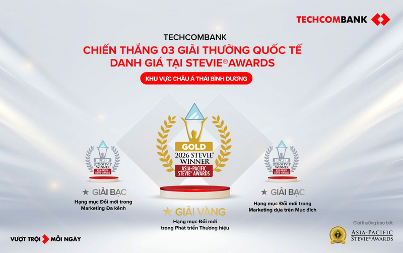 Techcombank à đại diện duy nhất của Việt Nam được vinh danh ba giải thưởng Stevie® Awards về phát triển thương hiệu và xuất sắc trong marketing