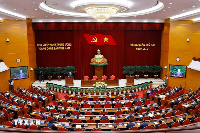 Tổng Bí thư Tô Lâm phát biểu bế mạc Hội nghị lần thứ 2 Ban Chấp hành Trung ương Đảng khoá XIV. Ảnh: Thống Nhất/TTXVN