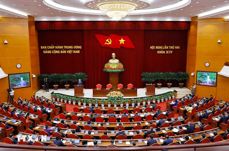 Tổng Bí thư Tô Lâm phát biểu bế mạc Hội nghị lần thứ hai Ban Chấp hành Trung ương Đảng khóa XIV. (Ảnh: Thống Nhất/TTXVN)