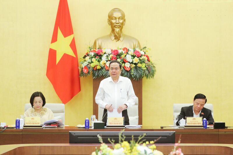 Chủ tịch Quốc hội Trần Thanh Mẫn chủ trì phiên họp về công tác chuẩn bị cho Kỳ họp thứ nhất, Quốc hội khóa XVI. Ảnh: Hồ Long