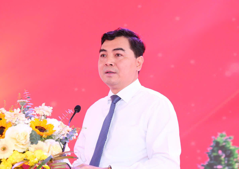 Ông Nguyễn Hoài Anh, Chủ tịch UBND tỉnh Thanh Hóa phát biểu tại Lễ khởi công. Ảnh: Công an Thanh Hóa