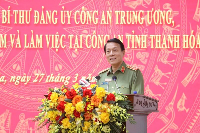 Đại tướng Lương Tam Quang, Ủy viên Bộ chính trị, Bộ trưởng Bộ Công an phát biểu chỉ đạo tại Hội nghị. Ảnh: Công an Thanh Hóa