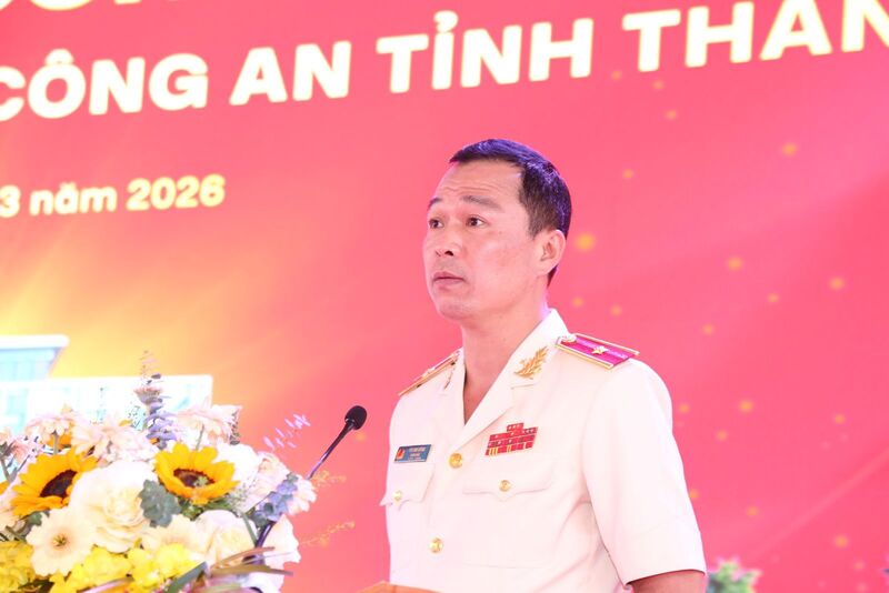 Thiếu tướng Tô Anh Dũng, Giám đốc Công an tỉnh phát biểu tại buổi Lễ. Ảnh: Công an Thanh Hóa