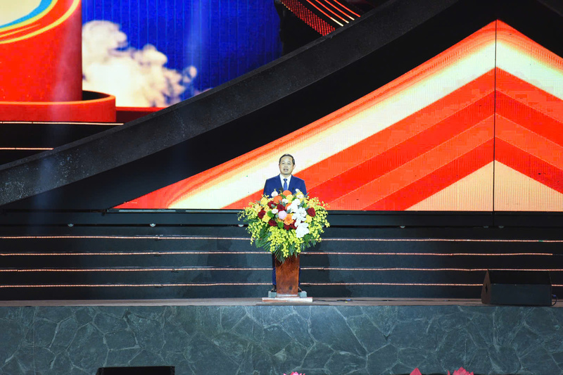 Phó Bí thư Tỉnh ủy, Chủ tịch UBND tỉnh Bắc Ninh Phạm Hoàng Sơn phát biểu tại buổi lễ.