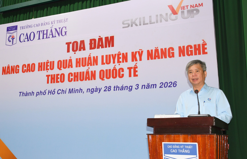 TS. Lê Đình Kha - Hiệu trưởng Trường Cao đẳng Kỹ thuật Cao Thắng. Ảnh: Thanh Minh.