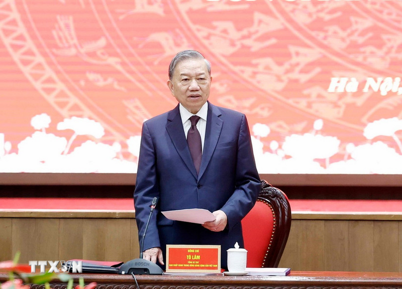 Tổng Bí thư Tô Lâm phát biểu tại hội nghị. Ảnh: Thống Nhất/TTXVN