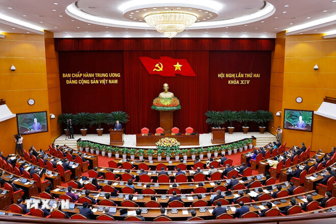 Hội nghị lần thứ 2 Ban Chấp hành Trung ương Đảng khóa XIV. Ảnh: TTXVN