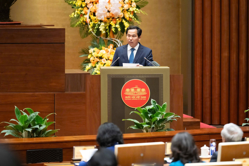 Tổng Thư ký Quốc hội, Chủ nhiệm Văn phòng Quốc hội, Chánh Văn phòng Hội đồng bầu cử quốc gia Lê Quang Mạnh trình bày báo cáo tổng kết