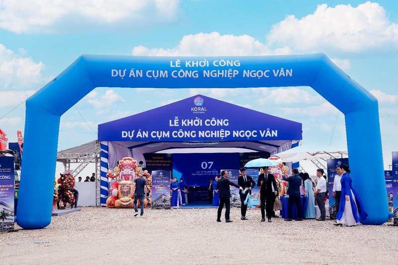 Lễ khởi công dự án Cụm công nghiệp Ngọc Vân. Ảnh: Koral Bắc Giang