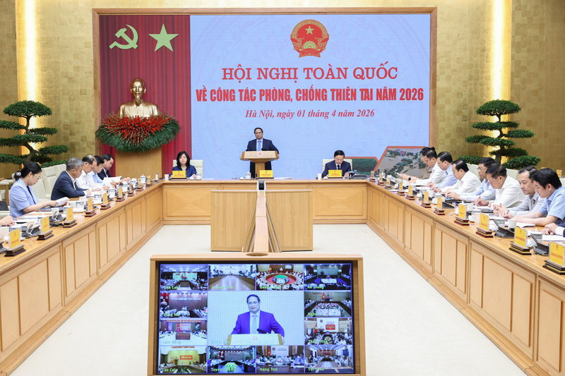 Các đại biểu tham dự Hội nghị toàn quốc về công tác phòng, chống thiên tai năm 2026. Ảnh: VGP/Nhật Bắc