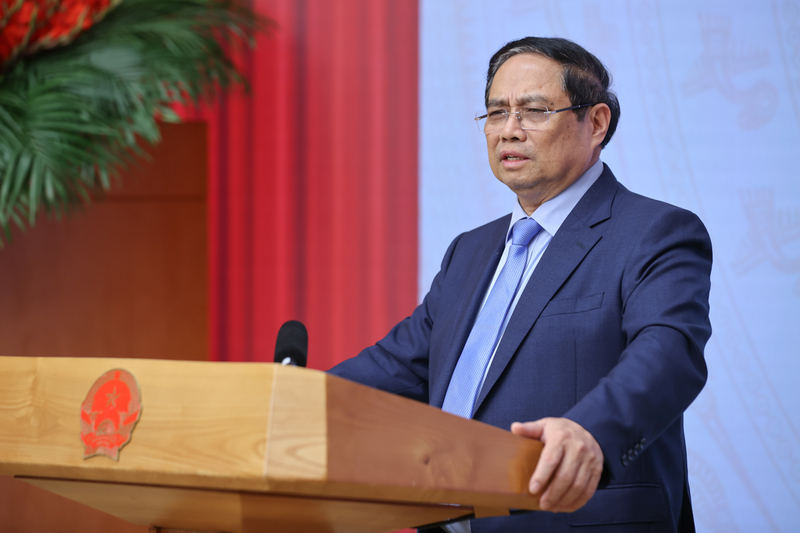 Chiều 1/4, Thủ tướng Phạm Minh Chính chủ trì Hội nghị toàn quốc về công tác phòng, chống thiên tai năm 2026, yêu cầu chủ động ứng phó, lấy người dân làm trung tâm. Ảnh: VGP/Nhật Bắc