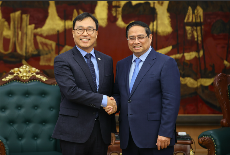 Thủ tướng Phạm Minh Chính tiếp Đại sứ Hàn Quốc. Ảnh: VGP/Nhật Bắc