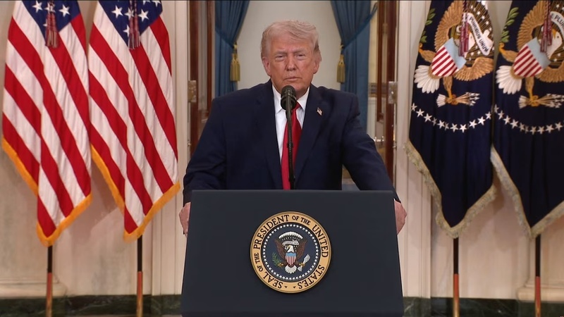 Tổng thống Mỹ Donald Trump phát biểu về cuộc chiến tại Iran từ Nhà Trắng ngày 2/4. Ảnh: Pool