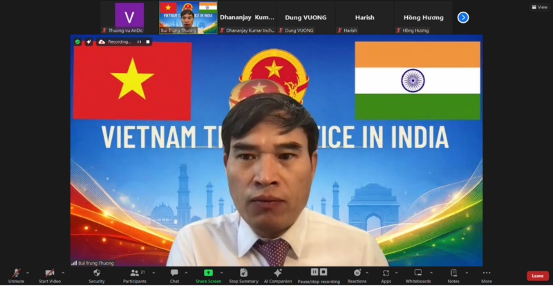 Tham tán Thương mại Việt Nam tại Ấn Độ Bùi Trung Thướng phát biểu khai mạc hội thảo