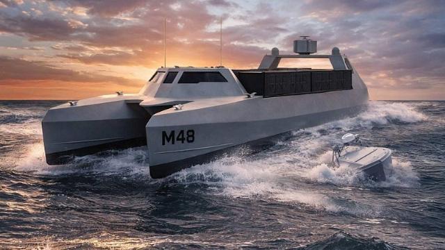 Thiết kế tàu 2 thân M48 được tích hợp AI. Ảnh: Magnet Defense