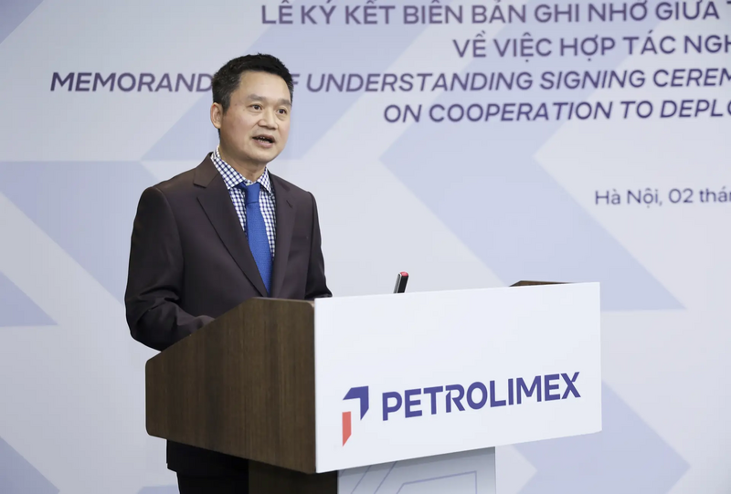 Chủ tịch HĐQT Petrolimex Phạm Văn Thanh phát biểu tại lễ ký biên bản ghi nhớ