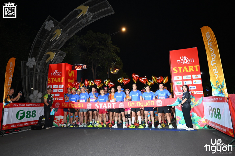 Các vận động viên tham gia cự ly 21km trong giải chạy Marathon Đền Hùng năm 2026