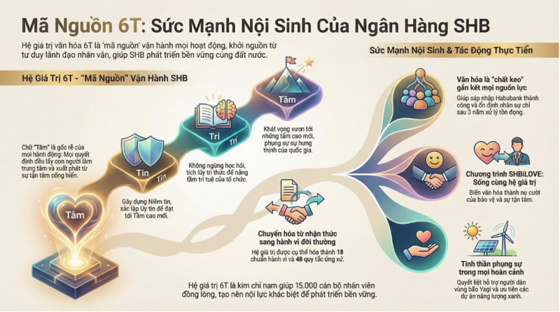 Hệ giá trị 6T: "Mã nguồn" vận hành và là kim chỉ nam cho mọi suy nghĩ, hành động của người SHB